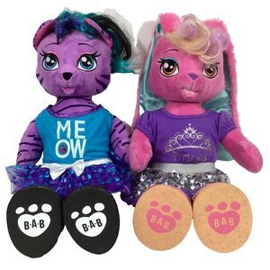 Build-A-Bear - Honey Girls - Risa & Teegan +Stage  Outfits - Bunny & Tiger Plush